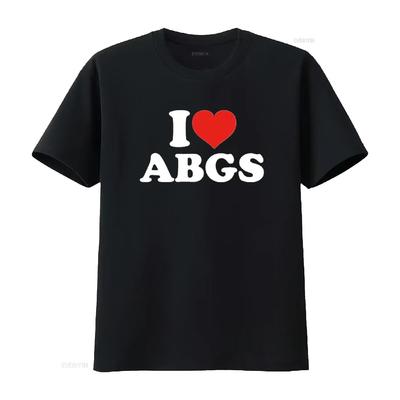 Я люблю ABGS Футболка Черная Средняя винтажная стиранная Унисекс дизайнерская одежда мужская с принтом Удобная слегка дышащая Повседневная