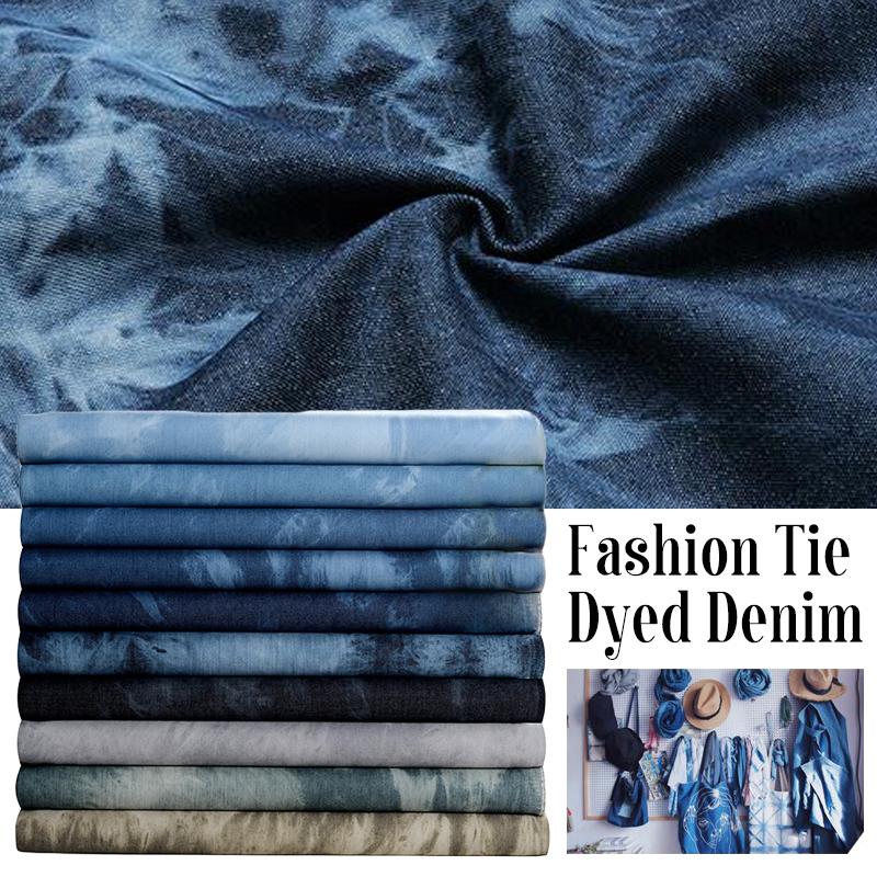 50*140 см модная джинсовая ткань тай-дай, промытая, плотная ткань для юбок, джинсов, брюк, одежды, платьев, шитья, сделай сам, пэчворк, материал