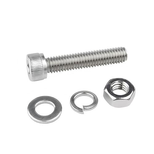 Stainless Steel Hex Socket Head Bolt M8 Fully Threaded Screw Bolt Nut Flat Lock Washer Kit (M8x20mm 5-Pack)