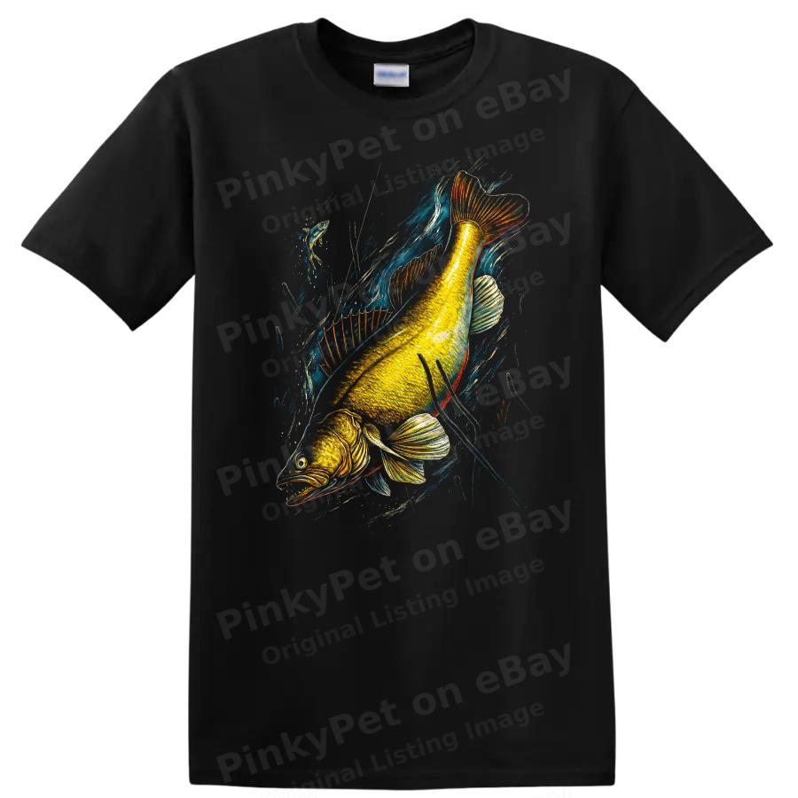 Fish Jumping in Water T Shirt Fishing Lover Graphic Tee Art Print Design
