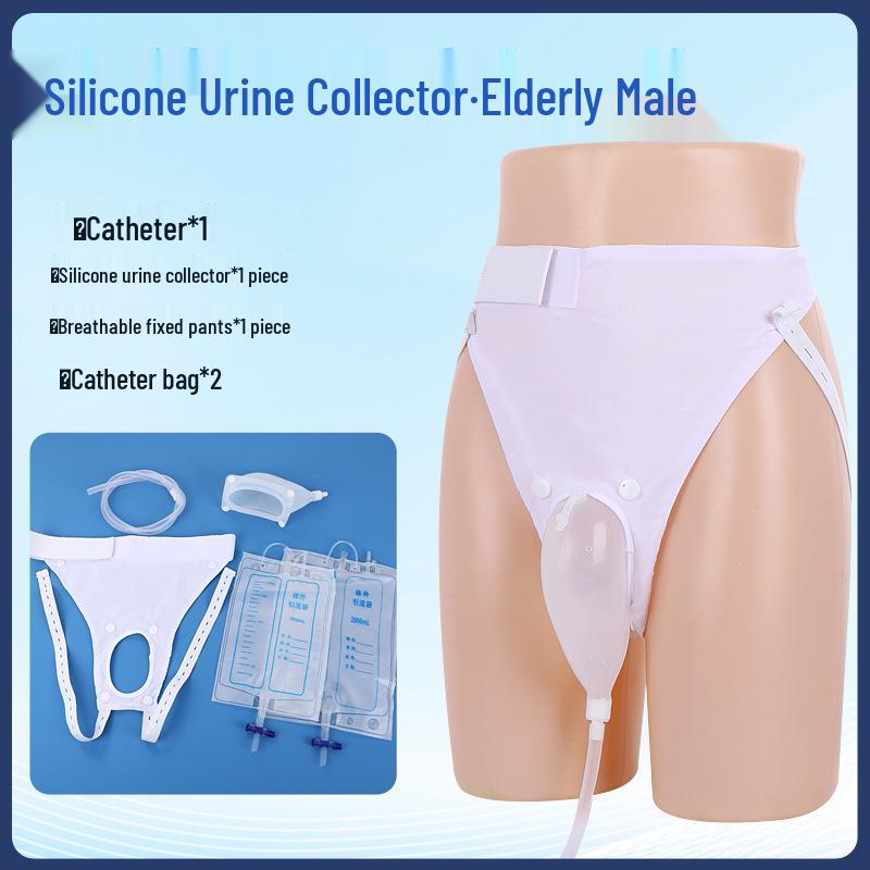 Silicone Urine Collector for Urinary Incontinence with Catheter, Anti-Leak, Suitable for Men and Women, Ideal for Bedridden or Paralyzed Care.
