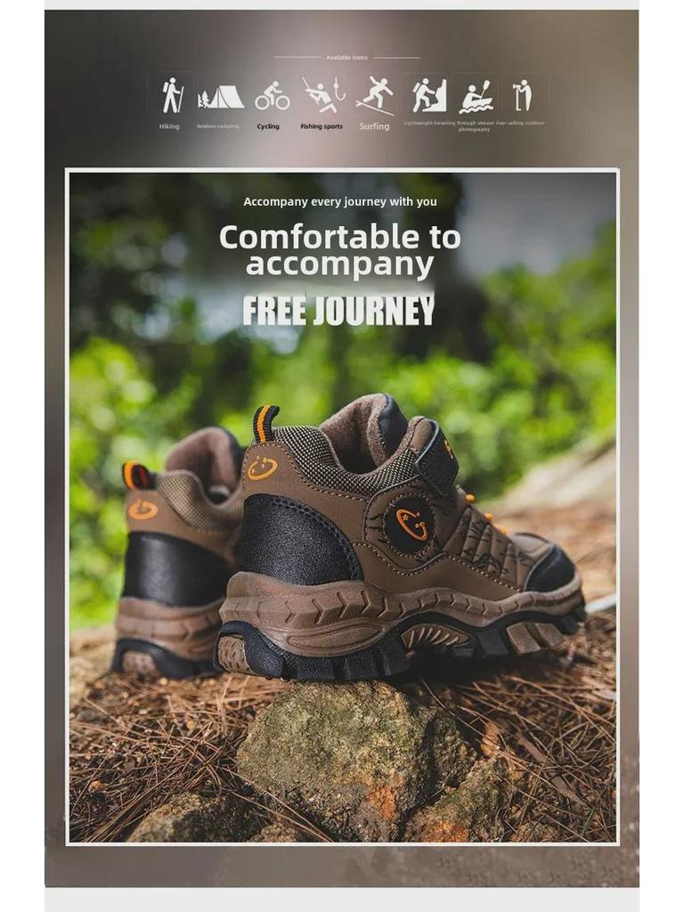 Зимняя спортивная обувь из хлопка для мальчиков 2024 года: Модные кожаные кроссовки для альпинизма для детей старшего возраста