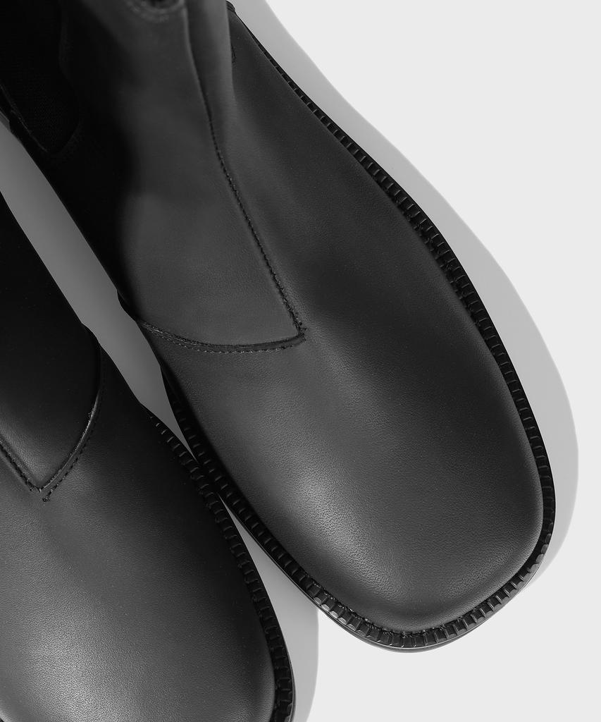 Firenze Atelier [Vibram] Minimal Line Pull-Up Leather Chelsea Boots 9900 [Matt Black]