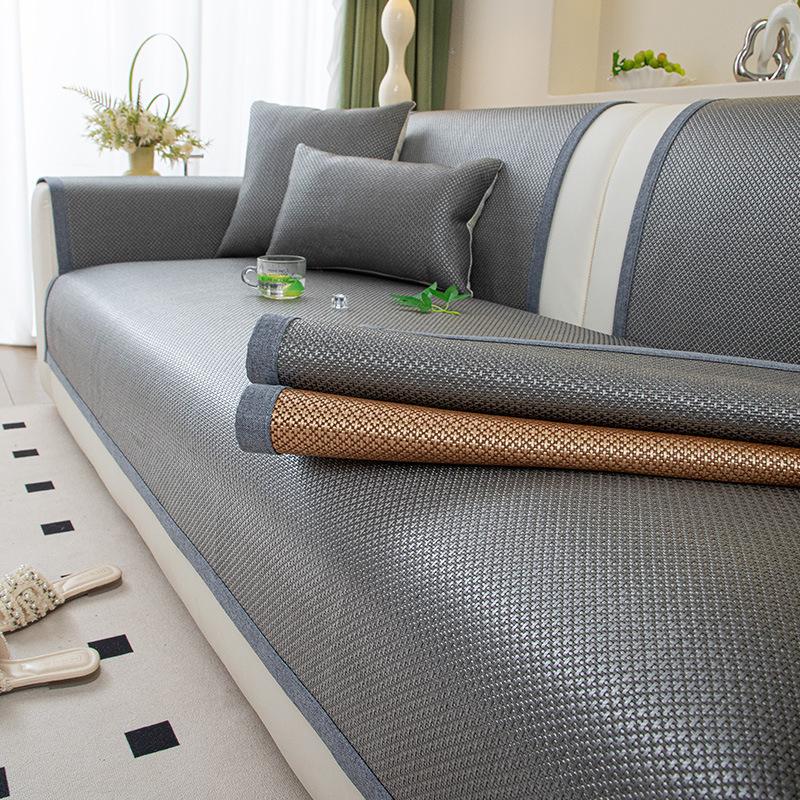 Летний новый легкий роскошный коврик из ледяного ротанга, подушка для дивана, универсальный для всех сезонов, чехол для прохладной подушки из ледяного шелка, нескользящая накидка, ткань для сиденья