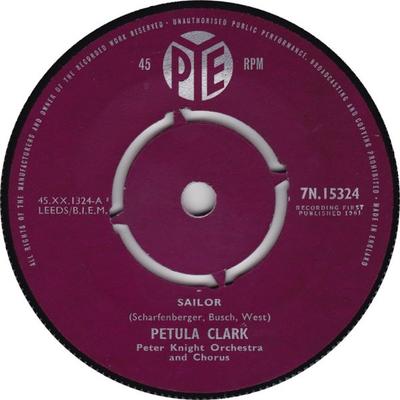 7-дюймовая пластинка ПЕТУЛА КЛАРК Sailor 7N15324 PYE 1961 Великобритания Поп Б/у