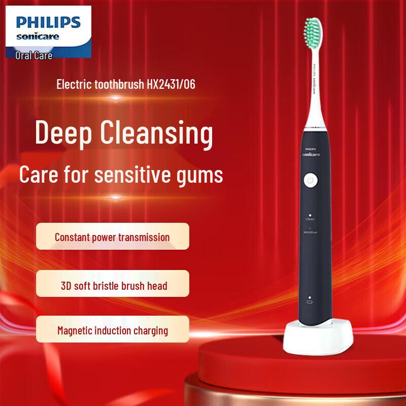 Philips Звуковая электрическая зубная щетка серии HX2431, штекер CN (адаптер в комплекте)