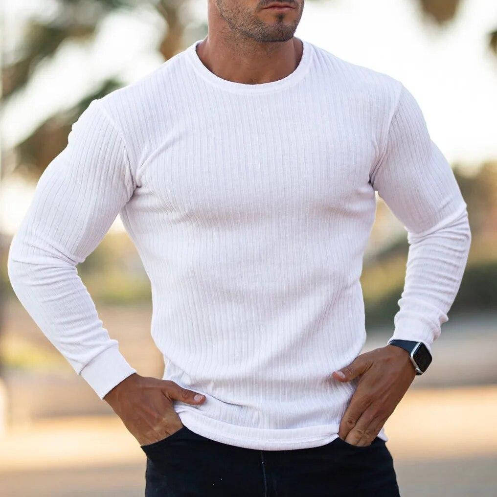 Spring Autumn Fashion Mens Thin Sweaters Casual Roll Neck Solid Pit Strip Slim Fit Sweaters Men Turtleneck Pullover