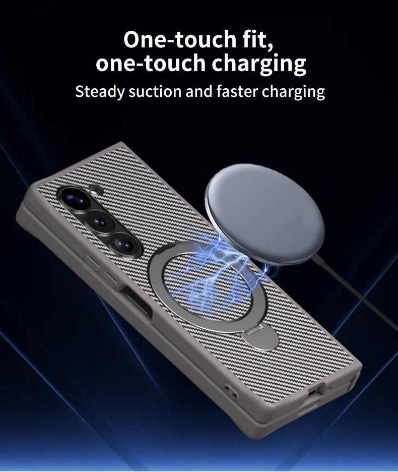 Магнитный чехол-подставка из углеродного волокна для Samsung ZFold7/Flip6