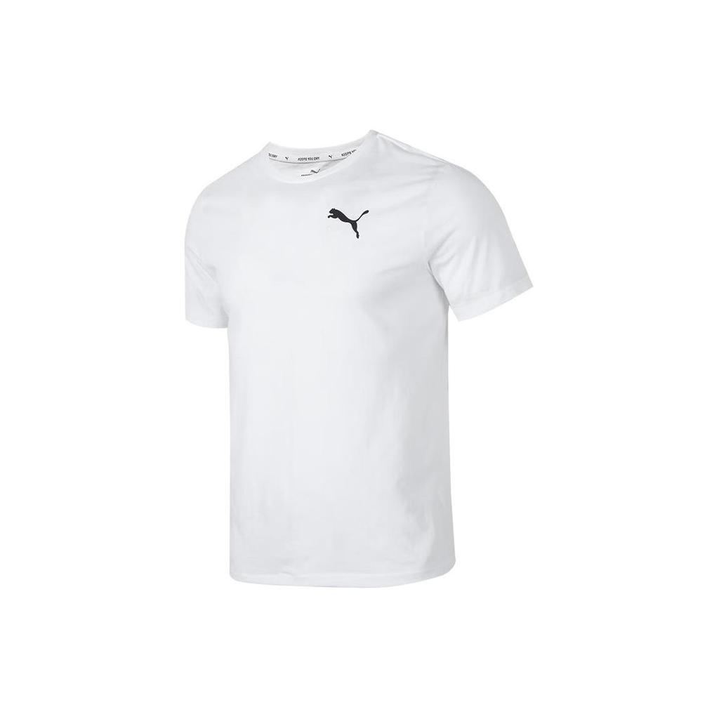 Puma Solid Color Breathable Loose Knit Round Neck Short Sleeve Drop Shoulder T-Shirt Men Tops White 685644-02