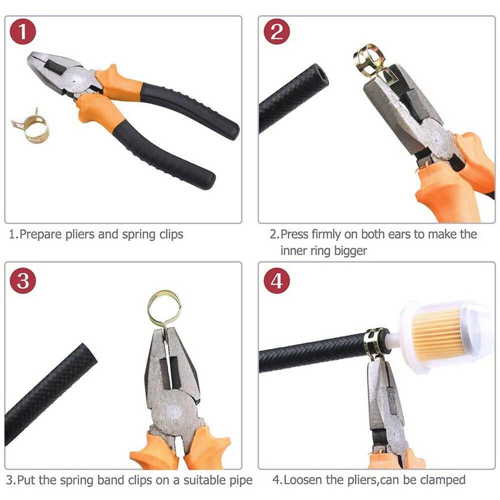 100PCS Spring Hose Clips/Clamps Fuel Air Gas Water Pipe Self Clamping