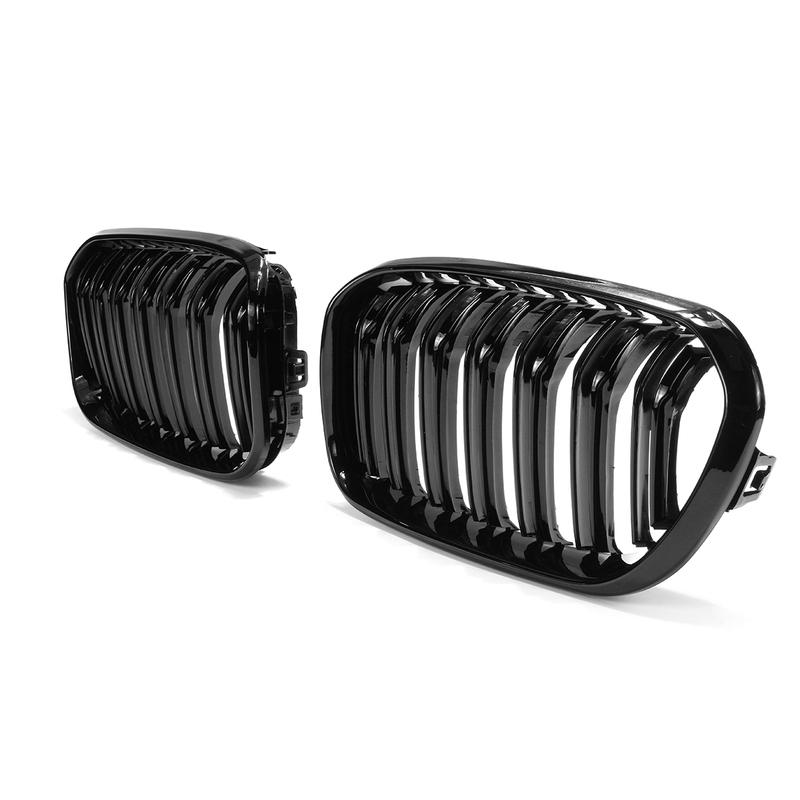 Пара двойных ребер Замена Гоночная решетка Решетка для BMW 1 серии F20 F21 LCI 120i 2015- Передний бампер автомобиля Решетки-ноздри