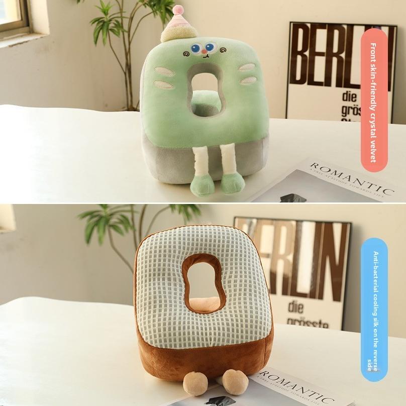 Creative Plush Ice Silk Toast Double Sided Pillow for Summer Napping Children Napping Lying Down Pillow Girls Sleeping Pillow
