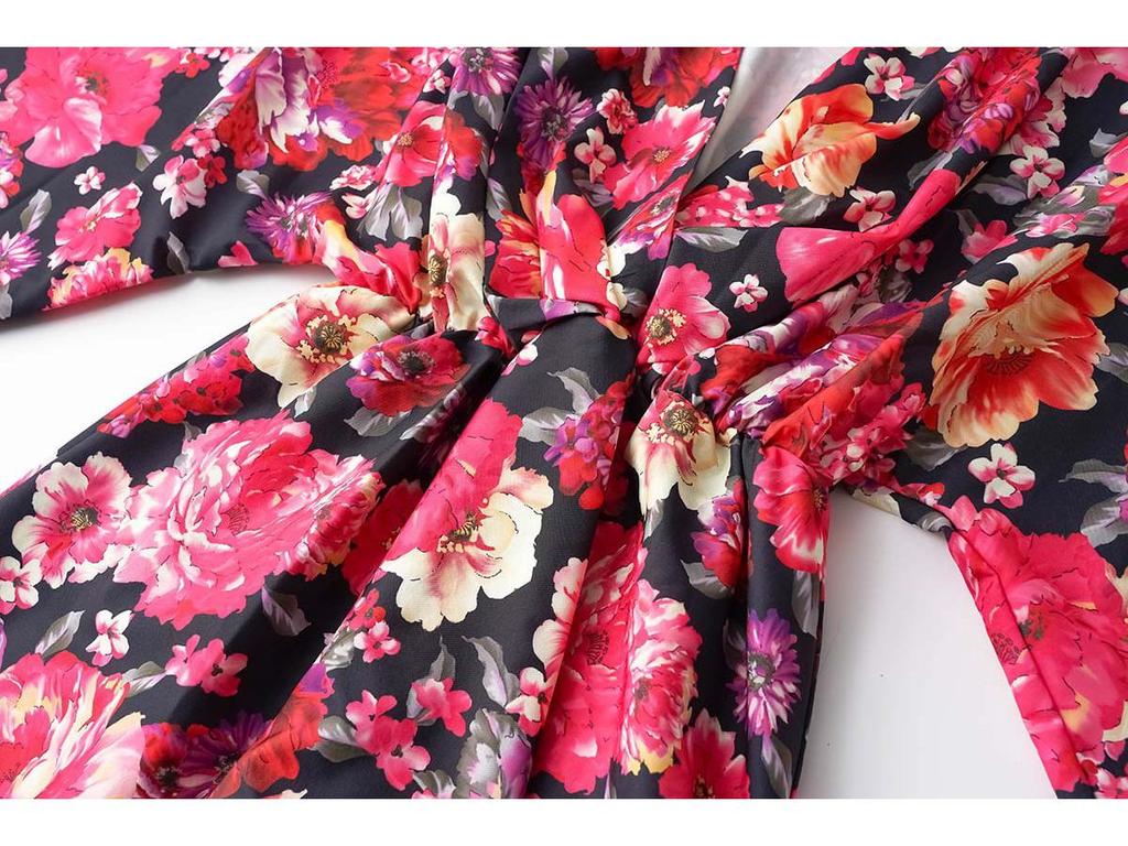 Летний бестселлер для европейских и американских женщин 2023 года: Платье с V-образным вырезом и рукавами три четверти с принтом