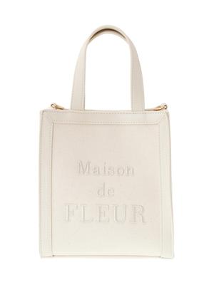 Maison de FLEUR EC Эксклюзивная квадратная сумка-тоут 2-в-1 с вышивкой логотипа, Белый, 8S42F0J1200
