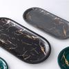 Glazed Golden Pattern Nordic Marble Tray Porcelain Material Western Dish  Jewelry Display