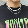 Панк двухслойный жемчужный чокер модная бижутерия корейский стиль ожерелье мужское ожерелье ключичная цепочка