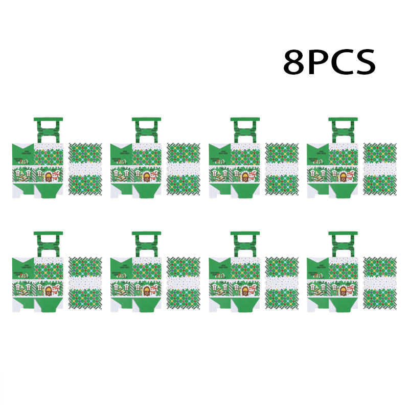 8 Pcs Cute Christmas Treat Candy Boxes Portable Dessert Packaging Case Small Cookie Containers Party Favor Supplies