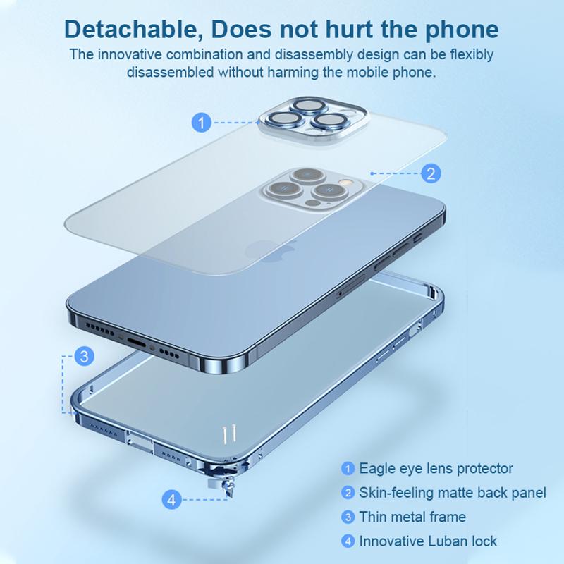 USAMS Матовый полупрозрачный чехол из алюминиевого сплава с металлическим каркасом для iPhone 14 13 12 Pro Max, поддерживающая крышка