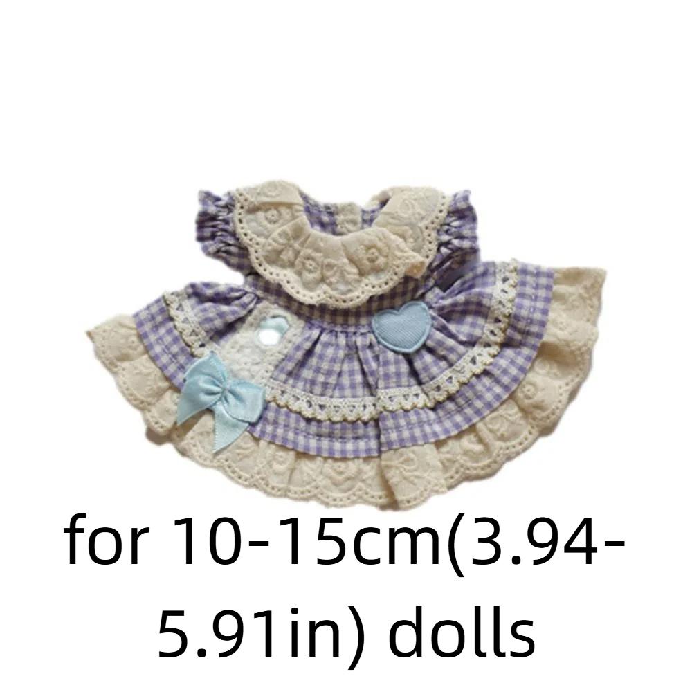 Plaid Doll Dress Up Clothes Cotton Kawaii Mini Doll Skirt Cute Exquisite Doll Skirt  10-15cm Doll