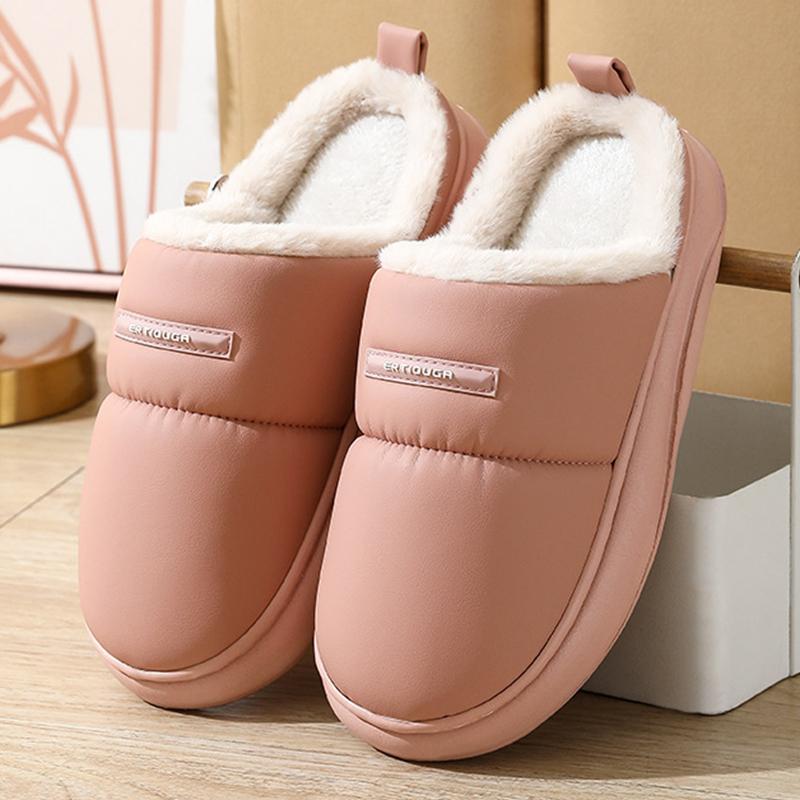 Мода 2024 Зима Новые пушистые женские тапочки большого размера в парном стиле плюшевые теплые тапочки повседневные тапочки из хлопка на подошве ЭВА для дома женские