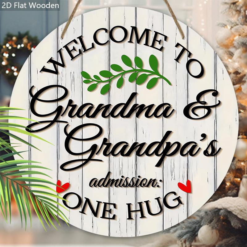 Rustic Warm Decorative Hanging Wooden Sign - Charming Round Sign for Front Door, Wall Hanging Decor