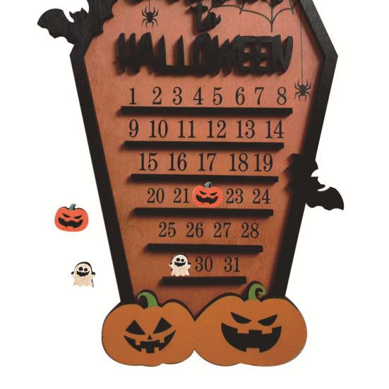 Календарь обратного отсчета до Хэллоуина Деревянный календарь обратного отсчета в виде тыквы-призрака Многоразовые украшения ужасов на Хэллоуин для украшения домашней вечеринки