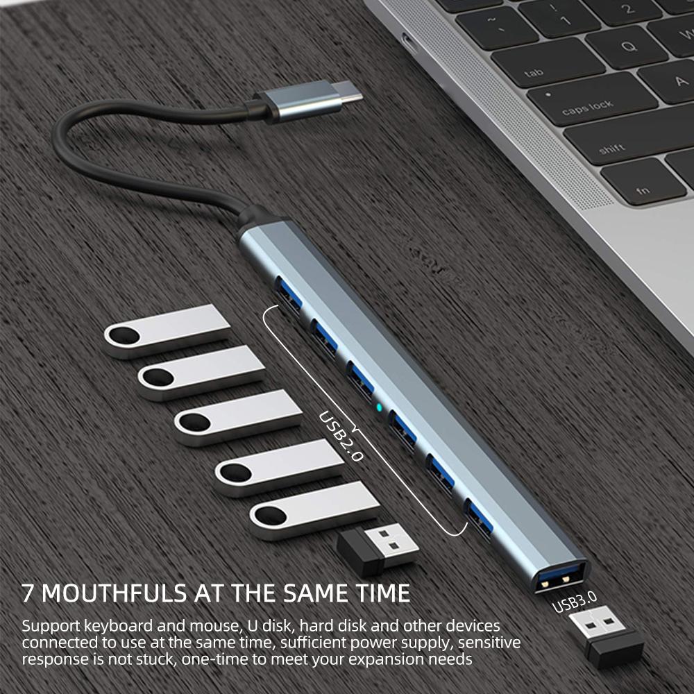 7IN1 USB HUB Type C 3 0 USB-A концентратор-разветвитель USB3.0/2.0 с USB-C 5 Гбит/с высокоскоростная передача данных для ПК ноутбука Macbook