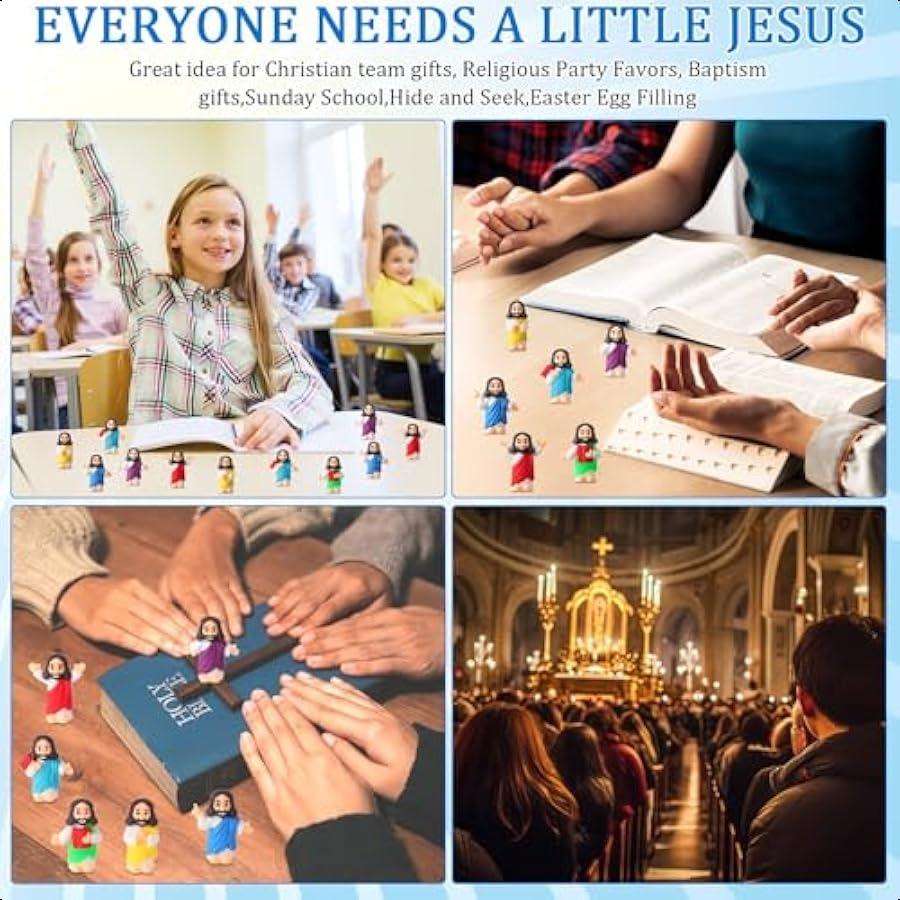 Мини-фигурки Маленького Иисуса, чтобы прятать, Маленькие резиновые игрушки Иисуса, 6 стилей, Фигурки Маленького Иисуса для игры в прятки для религиозных