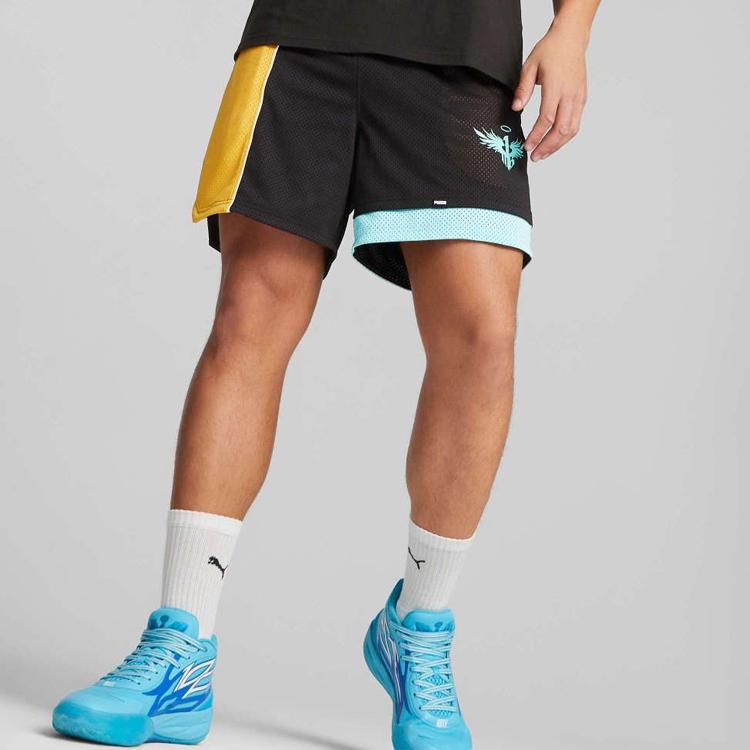 Puma X Melo Rare Ralph Спортивные шорты с контрастной вставкой и шнурком Мужские плавки Черные 621965-01