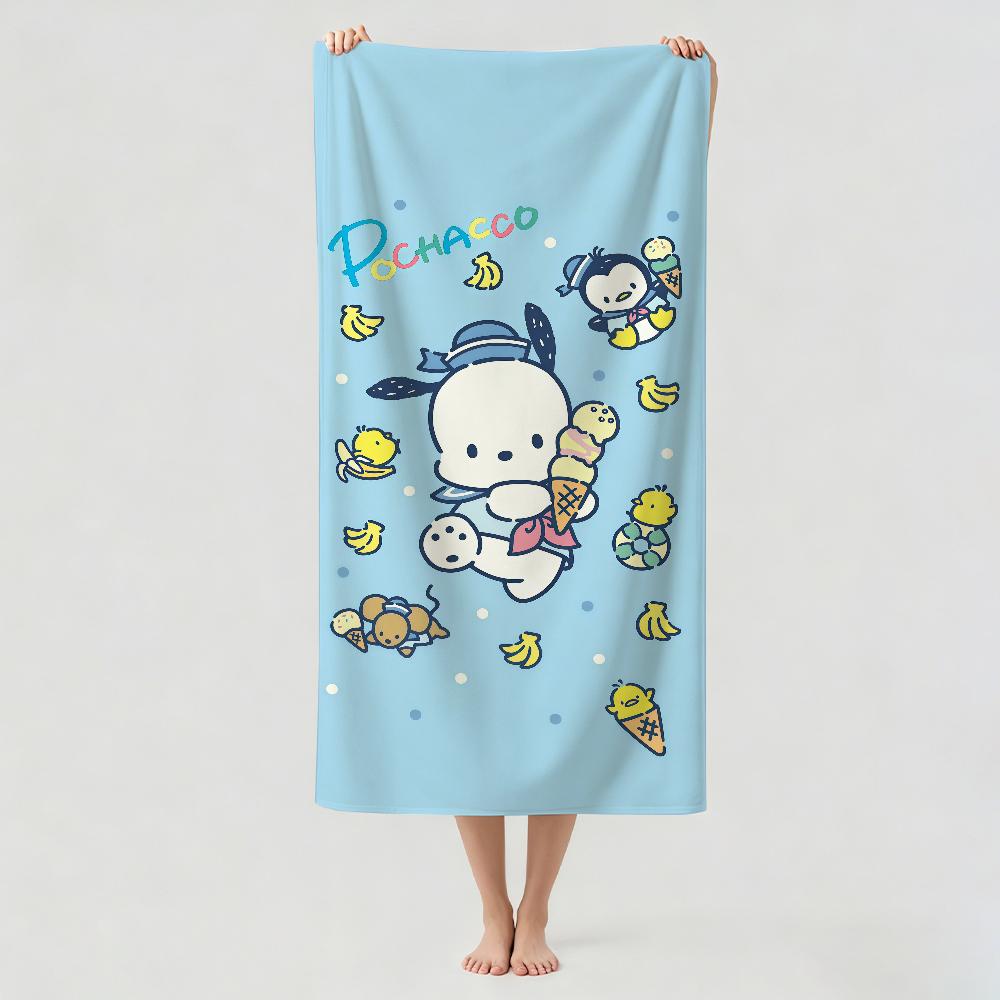 Мультяшный милый P-Pochacco Полотенце для сушки Полотенце для ванны Подходит для легкого плавания кемпинга йоги пляжа Out