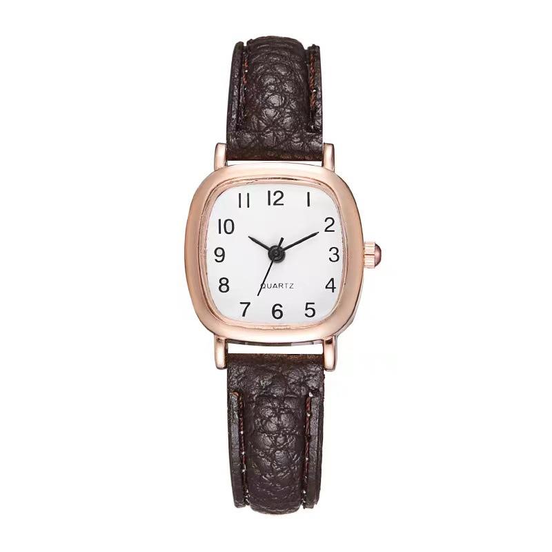 Fashionable decorative watch Female Student Simple Exquisite Temperament Small Dial Korean Artistic Retro Leather Quartz Watch