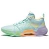 Li Ning Liren 2 Низкие Зелено-Фиолетовые Амортизирующие Скользкие Устойчивые к Истиранию Низкие Баскетбольные Кроссовки Мужские ABAS039-4