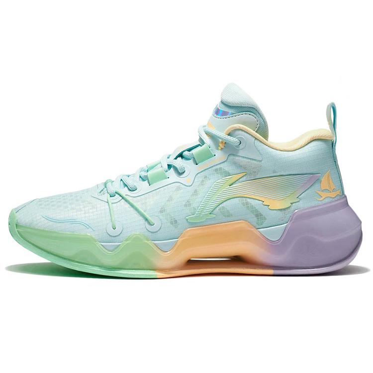 Li Ning Liren 2 Низкие Зелено-Фиолетовые Амортизирующие Скользкие Устойчивые к Истиранию Низкие Баскетбольные Кроссовки Мужские ABAS039-4