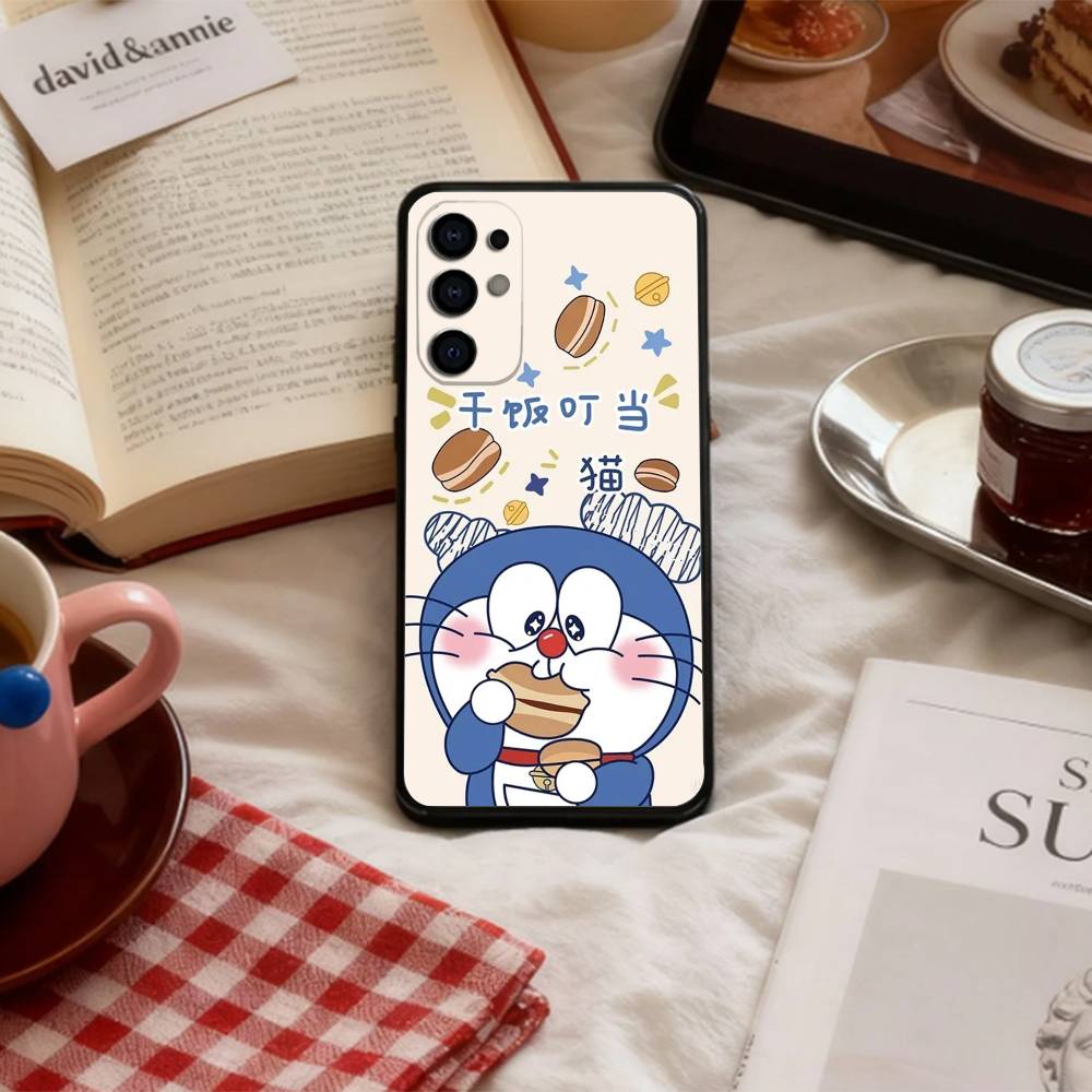 Cute Fat D-Doraemon Blue white Phone Case For Samsung S 25,24,23,22,30,21,10,9,Ultra,Plus,Lite,FE,4,5 G Soft Black Case