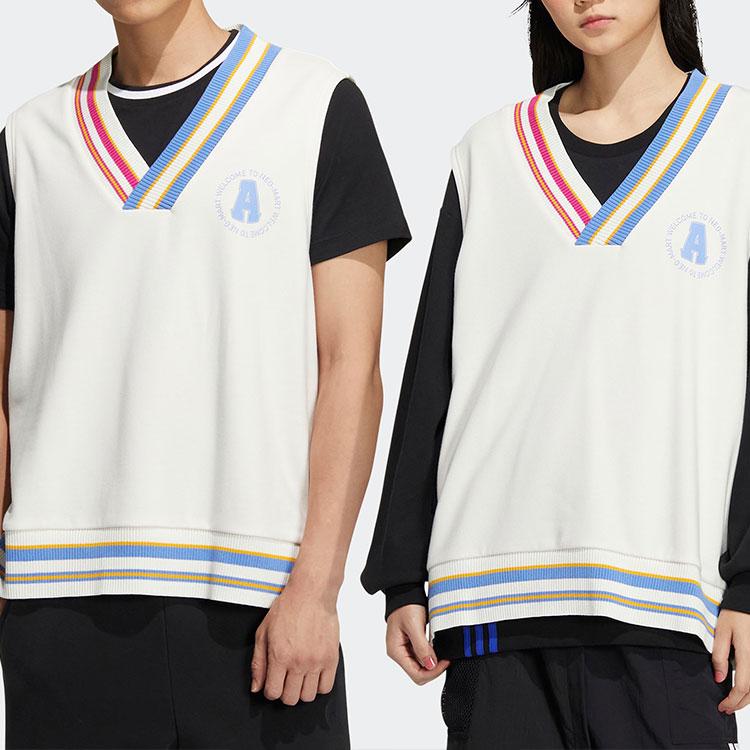 adidas Жилет унисекс с V-образным вырезом и полосатым принтом Color-Block бежевый IJ6610