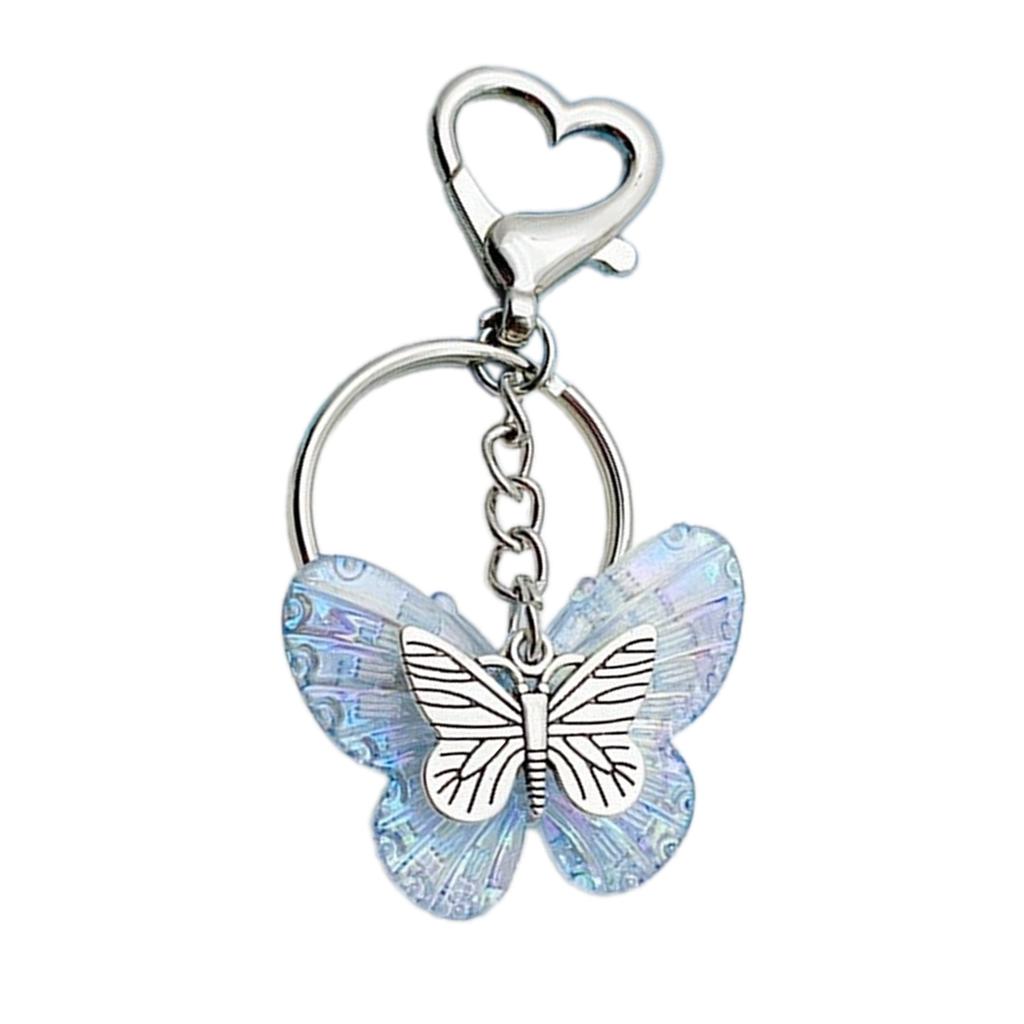 Elegant Butterfly Shaped Keychain Colorful Key Charm Transparent Butterfly Keyring Handbag Decoration for Women Girl