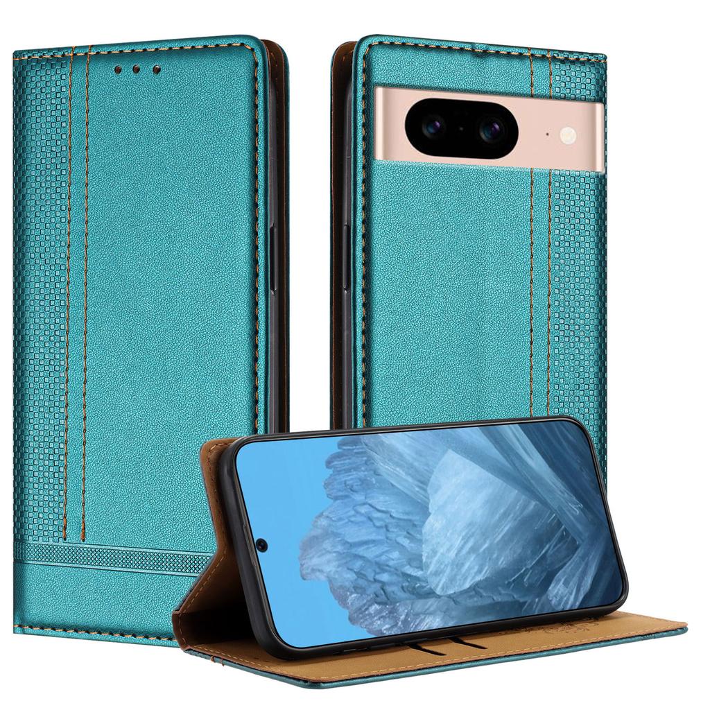 For Google Pixel 8a Case L-Shaped Grid Pattern Leather Stand Phone Cover with Card Slots