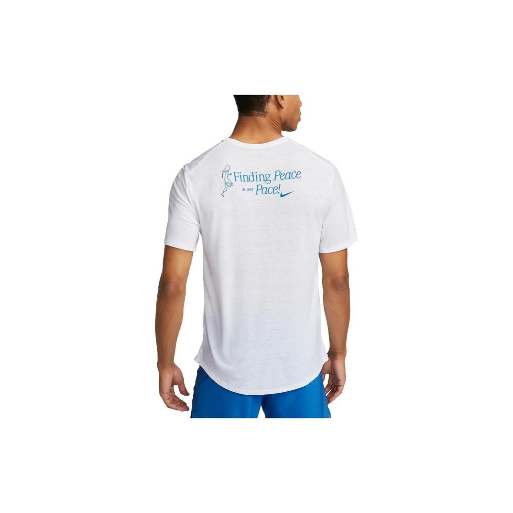 Nike Спортивная футболка с коротким рукавом Dri-FIT Miler Letter Print, мужские топы, белые FB9037-100