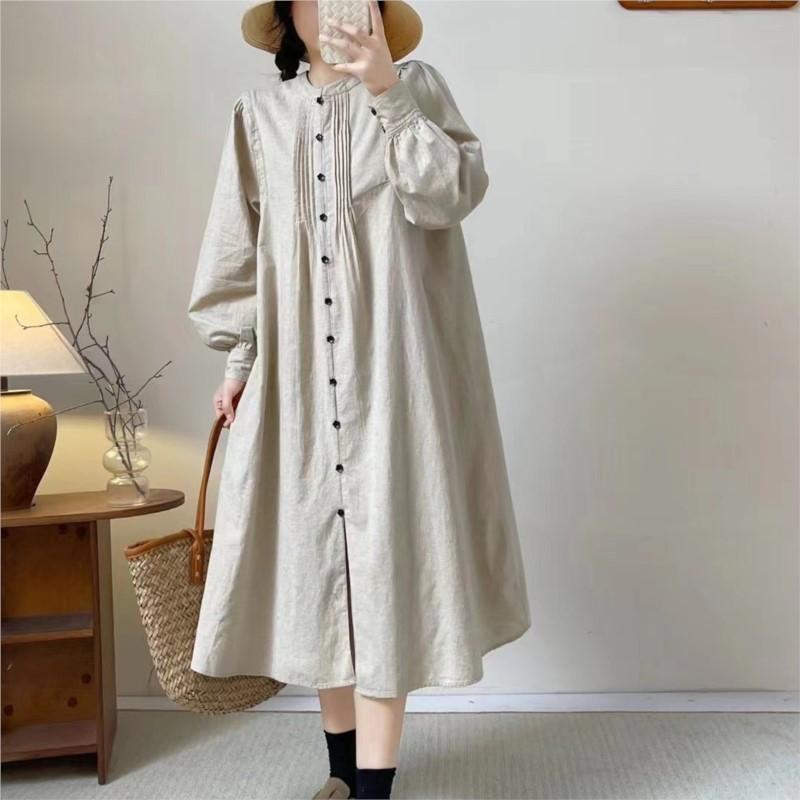 Johnature Платье-гармошка в складку в стиле ретро, литературный лес, весеннее японское свободное платье с брошью