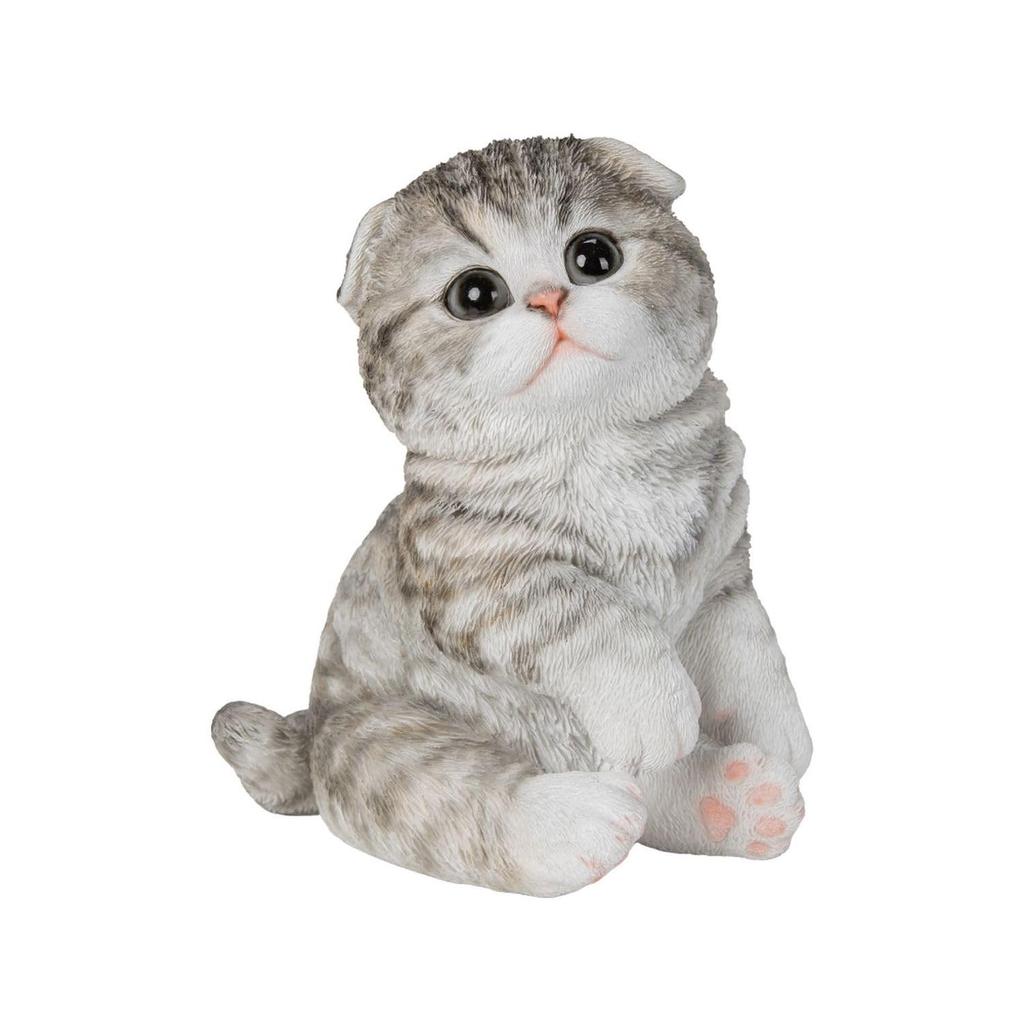Ubia Scottish Fold Cat Sitting Cat with Drop Ears, Gray, 14 X 10.5 X 16 Cm, Figurine, Animal, Garden Decor, Cat, H24085-1