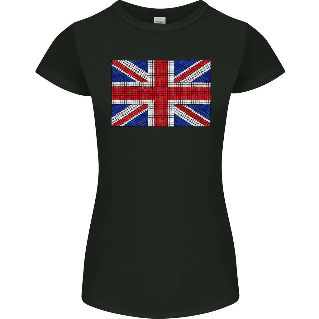 Mosaic Union Jack Flag Great Britain UK Womens Petite Cut T-Shirt