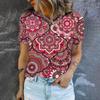 Women's T-Shirt Fashion Retro Floral Pattern Print T-Shirt Women's Leisure Short Sleeve T-Shirt Summer Oversized T-Shirt Tops