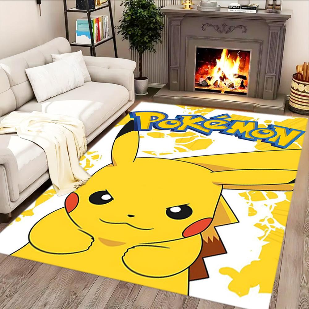 Pikachu Adventure Begins rug for living rooms, bedrooms, home décor, and as gifts.