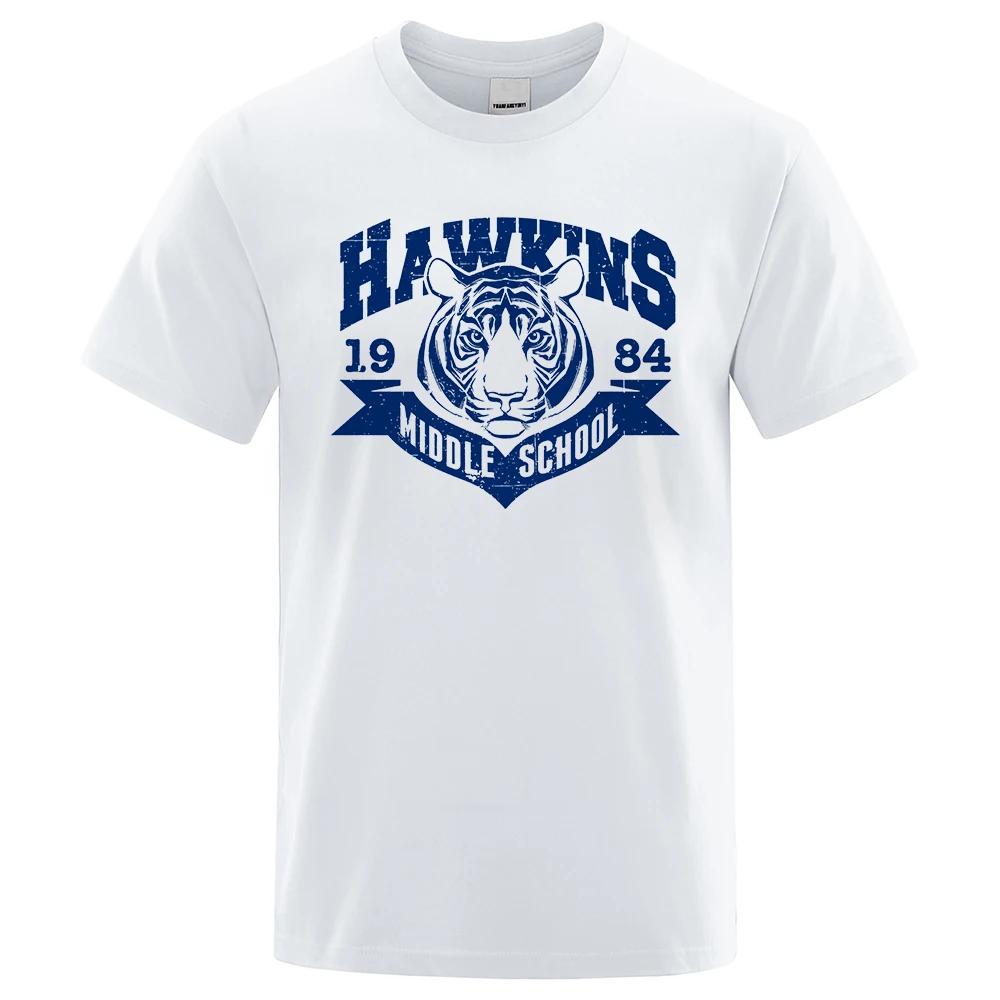Hawkins Middle School Tigers Funny Printed T-Shirts For Loose Cotton Clothing O-Neck Breathable Oversize Short Sleeve Tshirt
