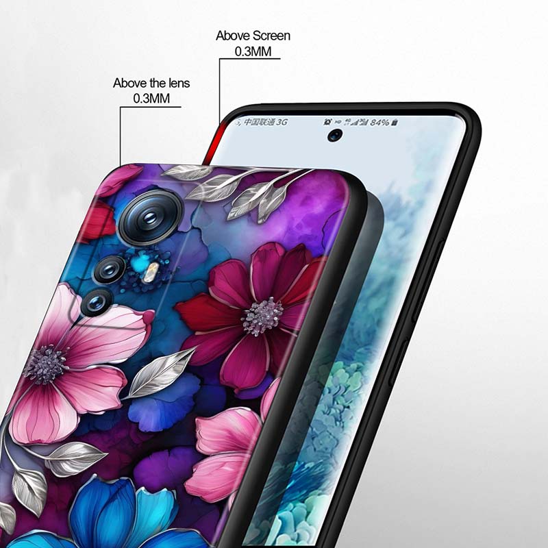 Цветочный узор с бабочками Для Xiaomi Mi 15 14 13 13T 12 12T 12S 11 11i 11T Pro Ultra Lite 5G Черный Мягкий Чехол для Телефона