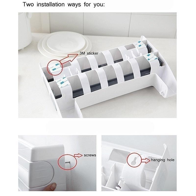 Держатель для кухонной пленки с резаком для рулонной бумаги Стеллаж для хранения бутылок соуса Организатор