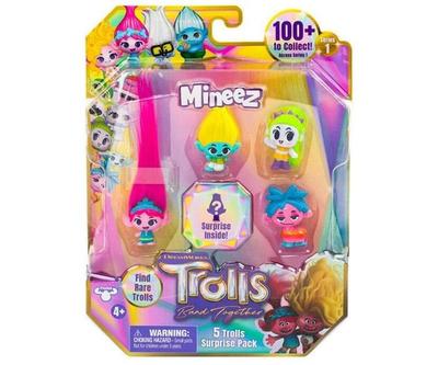 Фигурки - ТРОЛЛИ - Mineez Trolls - Блистер из 5 фигурок - Сюрприз в каждой фигурке - 3 см из ПВХ
