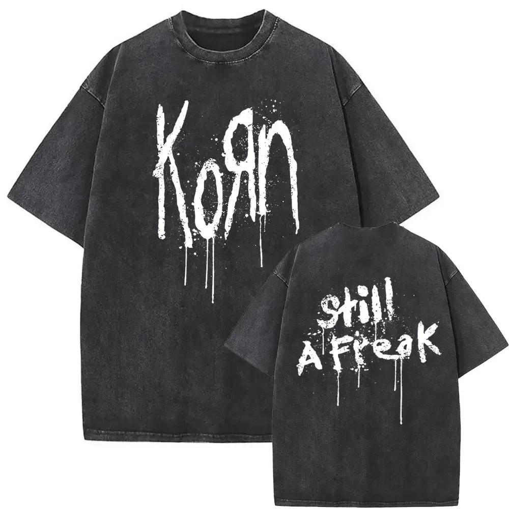 Korn Крылатый Череп Готический Винтажный Стиранный Оверсайз Футболка | Nu-Metal Рок-Группа Уличная Одежда Футболка