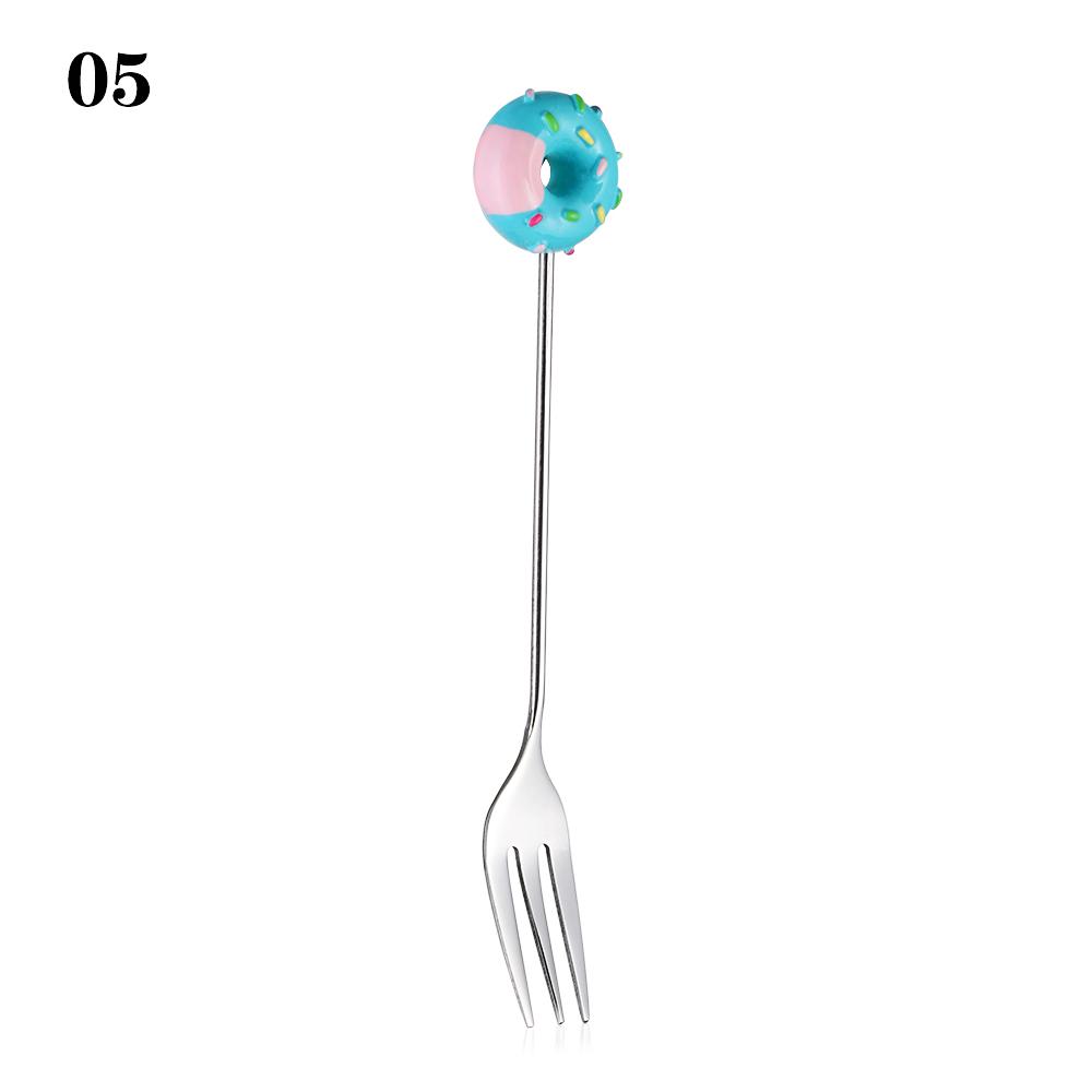 Mini Donut Cute Stainless Steel Doughnut Dessert Spoon Fork Coffee Ice Dinnerware Tablewa Cream Candy Kitchen Flatware Baby Kids