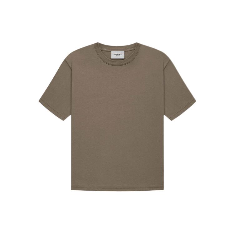 Fear of God Essentials FW21 Урожай Однотонная футболка с принтом букв, круглым вырезом, коротким рукавом, унисекс, топ, пшенично-коричневый FOG-FW21-008